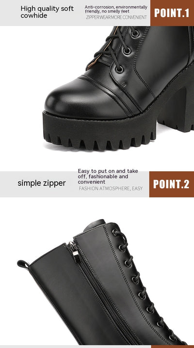 Botas de Tacón Alto Hasta la Pantorrilla con Cordones para Mujer - Image 13