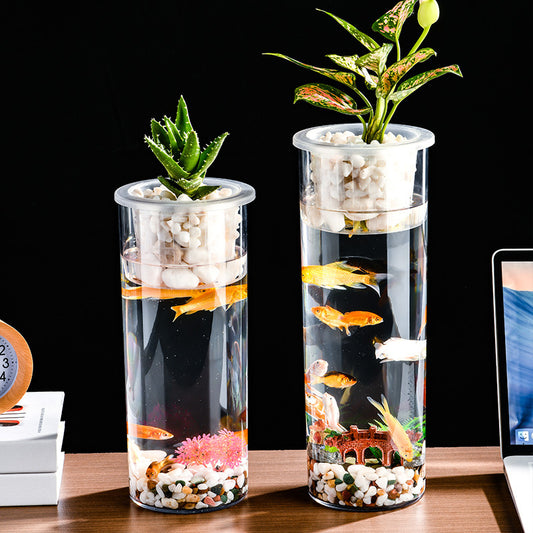 Maceta Ecológica de Escritorio con Paisaje Miniatura y Pecera Transparente