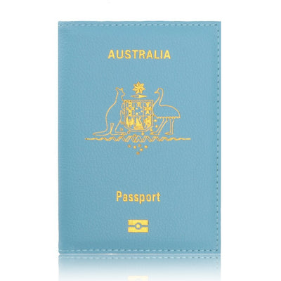 Cartera Minimalista de Cuero PU Azul Claro - Protector de Documentos para Viajes - Image 11