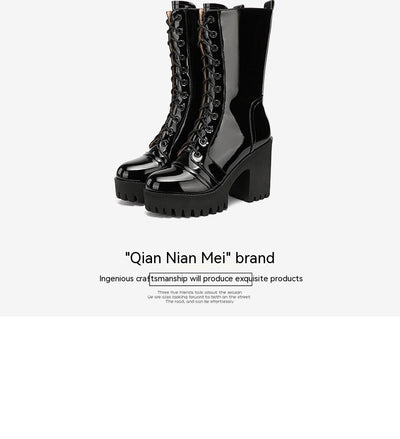 Botas de Tacón Alto Hasta la Pantorrilla con Cordones para Mujer - Image 40