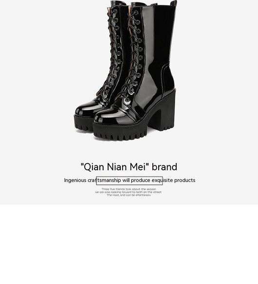 Botas de Tacón Alto Hasta la Pantorrilla con Cordones para Mujer - Image 40