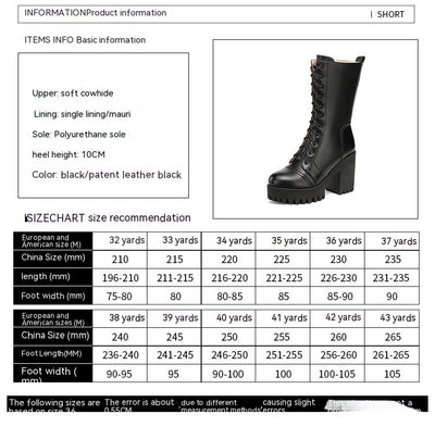 Botas de Tacón Alto Hasta la Pantorrilla con Cordones para Mujer - Image 41