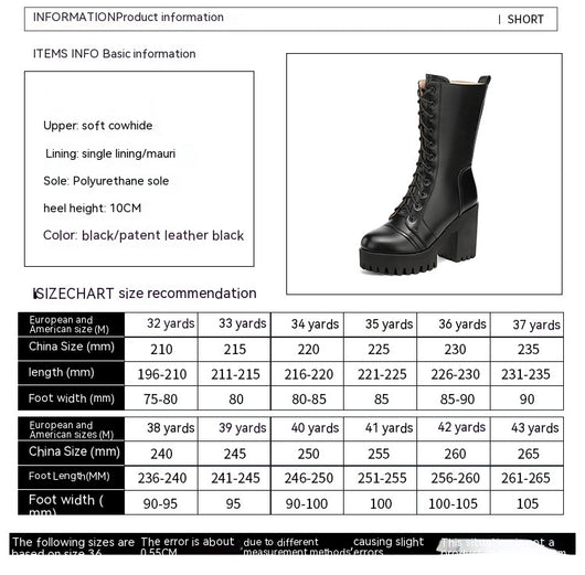 Botas de Tacón Alto Hasta la Pantorrilla con Cordones para Mujer - Image 41