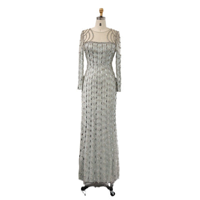 Vestido Largo Ajustado con Cola de Pez y Mangas Largas - Image 18