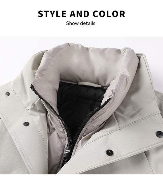 Abrigo Acolchado para Hombre Cuello Alto Diseño Liso - Image 18