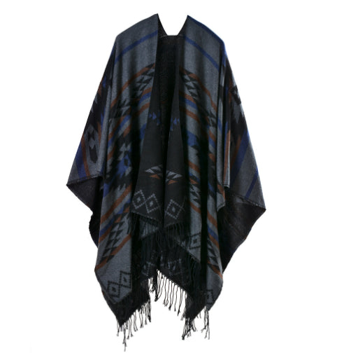 Rebozo Étnico Vintage Grueso con Flecos para Viajes - Image 2