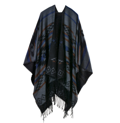 Rebozo Étnico Vintage Grueso con Flecos para Viajes - Image 2