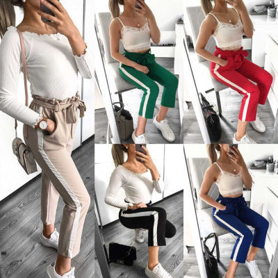 Pantalones Casuales con Bolsillos y Diseño Combinado de Colores