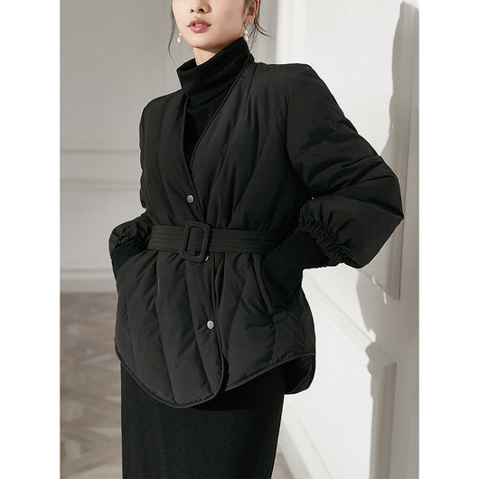 Chaqueta Acolchada Mujer Cuello V Cintura Ajustada Térmica y Reductora - Image 18