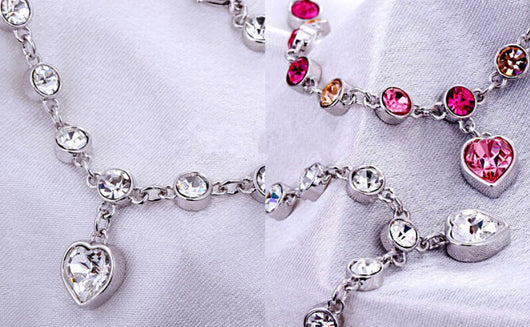 Pulsera de Diamantes Brillantes con Corazón de Durazno Cristalino - Image 4
