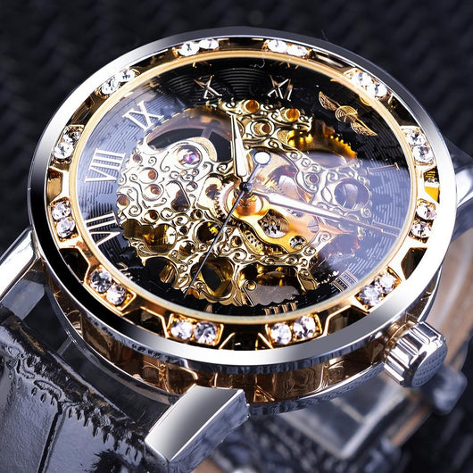 Reloj Mecánico Clásico con Cristales Brillantes y Diseño Hueco - Image 3