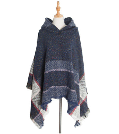 Poncho Tipo Espina de Pez con Capucha para Mujer - Image 3
