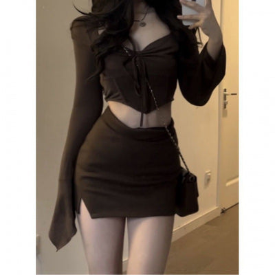 Conjunto Irregular de Falda y Blusa de Manga Larga Estilo Moderno - Image 17