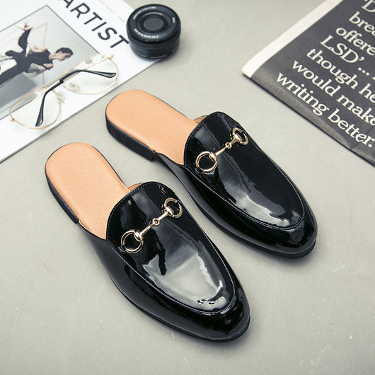 Sandalias Semiabertas de Cuero Brillante para Hombre - Comodidad Estival - Image 7