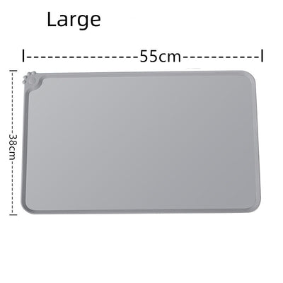 Blue rectangular silicone pet placemat with a raised edge and a small paw print detail in the corner. - Image 15