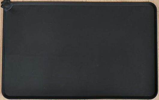 Blue rectangular silicone pet placemat with a raised edge and a small paw print detail in the corner. - Image 17