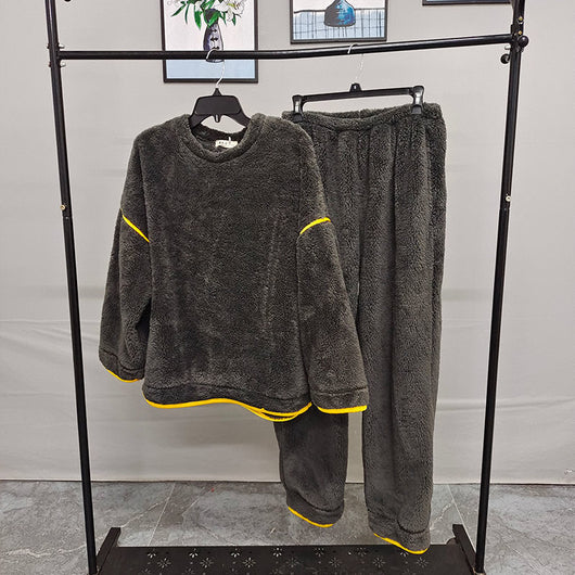 Pijama Térmico Grueso de Coral Fleece para Otoño e Invierno - Talla Grande - Image 9