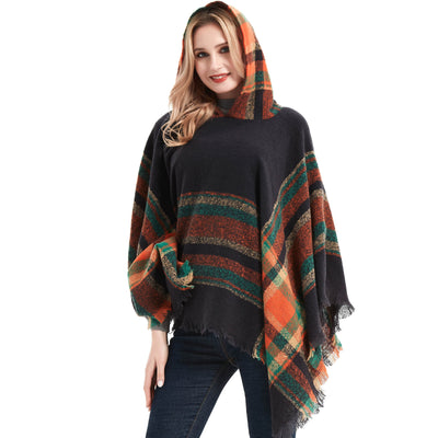 Poncho Capa Sudadera con Capucha Patrón Espina de Pez para Mujer - Image 23