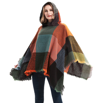 Poncho Capa Sudadera con Capucha Patrón Espina de Pez para Mujer - Image 26