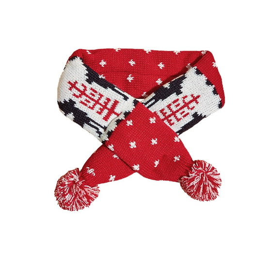 Bufanda Navideña para Mascotas con Rayas de Contraste, Copos de Nieve y Pompones de Pelaje - Image 10