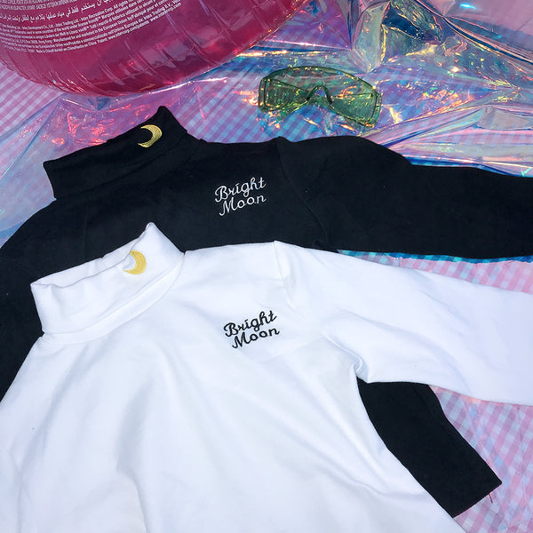 Blusa Otoño Invierno Manga Larga Corazón Luna Bordado Soft Girl