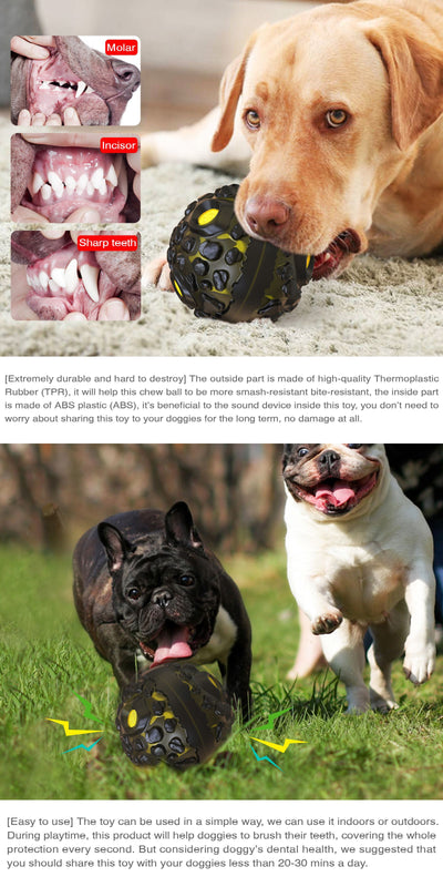 Black and yellow meteorite-shaped dog teether ball toy with textured surface and embedded yellow lights. - Image 5