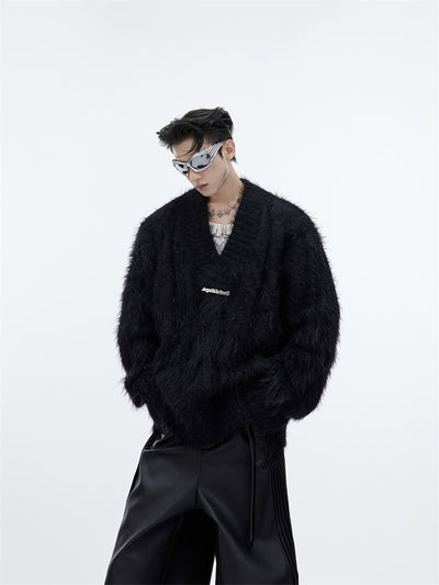 Suéter Cuello V Holgado de Visón para Hombre - Image 8