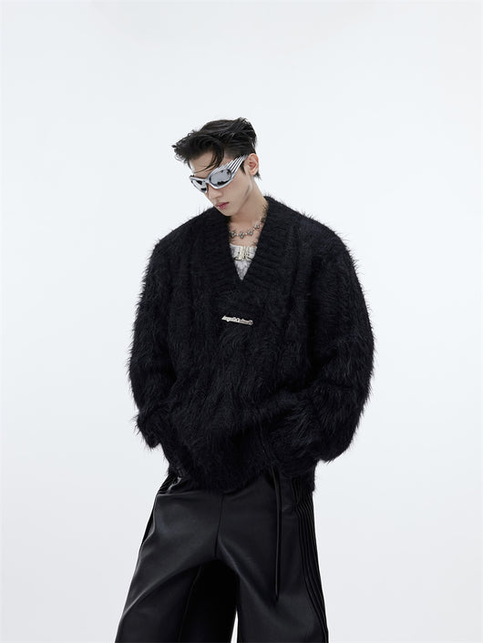 Suéter Cuello V Holgado de Visón para Hombre - Image 8