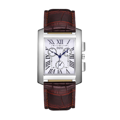 Reloj Cuadrado Hombre Escala Romana Tres Ojos - Image 9