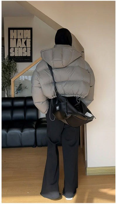 Chaqueta Acolchada Corta con Capucha para Mujer - Algodón Grueso y Cálido - Image 8