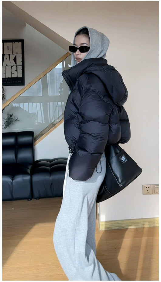 Chaqueta Acolchada Corta con Capucha para Mujer - Algodón Grueso y Cálido - Image 10