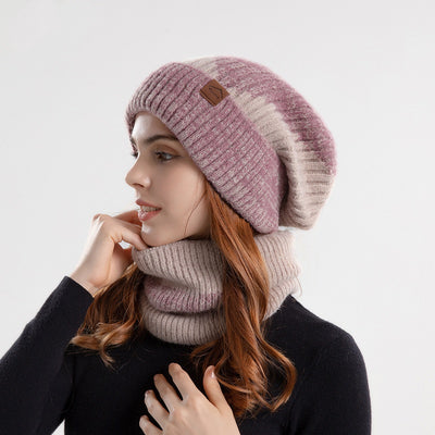 Conjunto de Gorro y Bufanda Tejida Bicolor con Forro Polar - Abrigo Invernal Grueso - Image 8