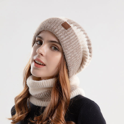 Conjunto de Gorro y Bufanda Tejida Bicolor con Forro Polar - Abrigo Invernal Grueso - Image 11