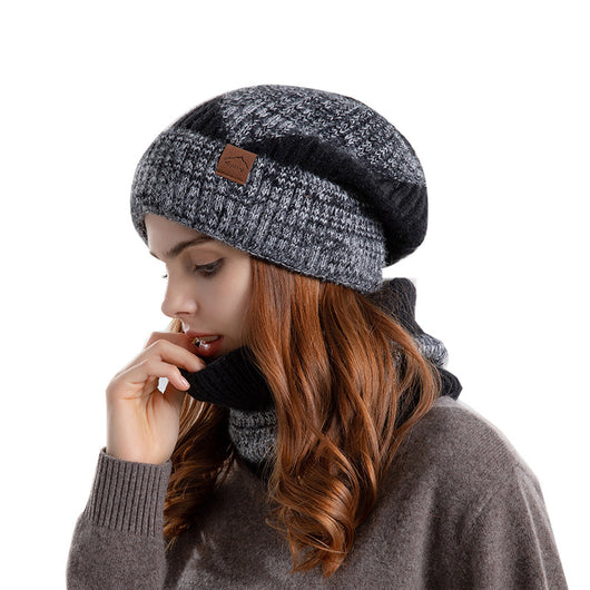 Conjunto de Gorro y Bufanda Tejida Bicolor con Forro Polar - Abrigo Invernal Grueso - Image 15