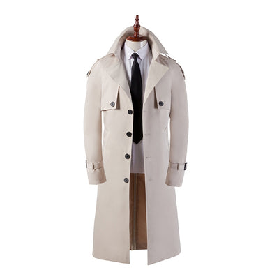 Abrigo Trinchera Largo Hombre Slim Elegante Negocios - Image 12