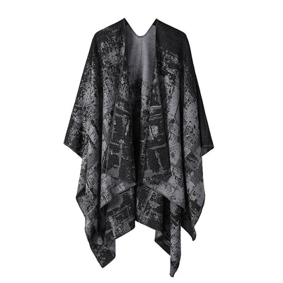 Poncho Chal Geométrico de Cachemira Gruesa con Borlas Versátil - Image 26