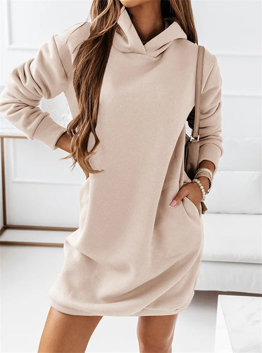 Vestido Largo Mujer con Capucha y Manga Larga - Diseño Minimalista - Image 13