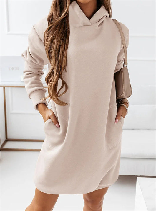 Vestido Largo Mujer con Capucha y Manga Larga - Diseño Minimalista - Image 14