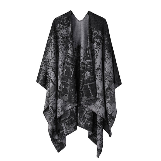 Poncho Chal Geométrico de Cachemira Gruesa con Borlas Versátil - Image 43
