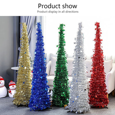 Árbol de Navidad Artificial Plateado Plegable con Soporte - Image 10