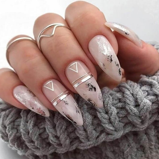 Uñas Postizas Degradado Floral con Efecto Espejo Electroplatado - Image 43