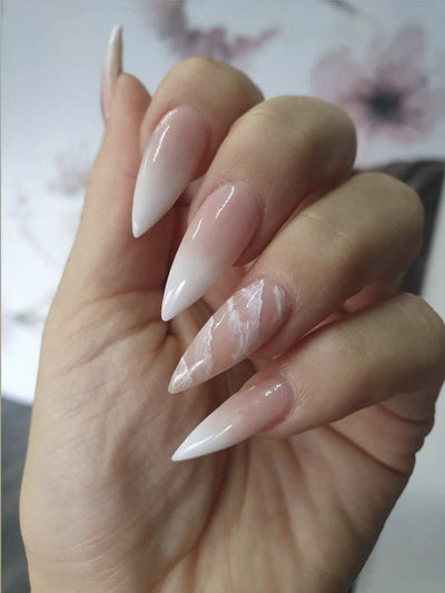 Uñas Postizas Degradado Floral con Efecto Espejo Electroplatado - Image 46