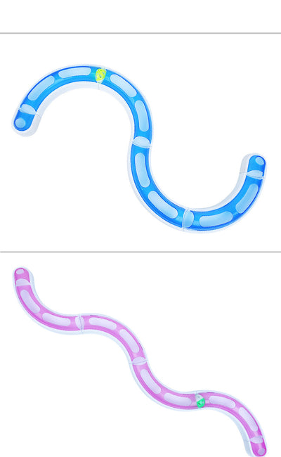 Pink and white circular cat track toy with an orange ball inside a smaller track for pet amusement. - Image 12