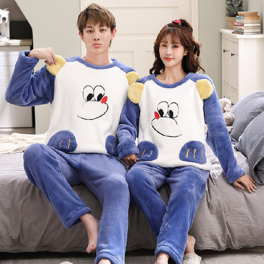 Pijama de Pareja en Felpa Coral para Primavera, Otoño e Invierno - Image 13