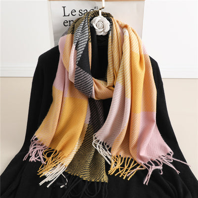 Bufanda de Cachemira Cuadros Invierno - Multicolor Versátil - Image 19