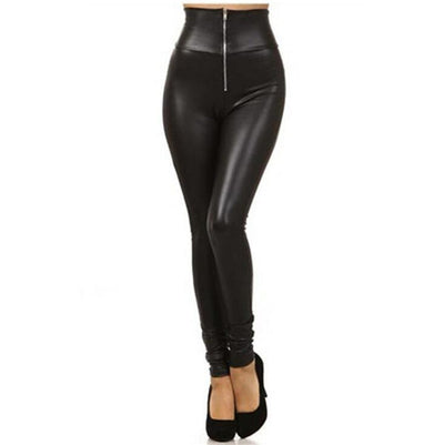 Leggings de Cuero PU Negro Ajustados con Cierre para Mujer - Image 11