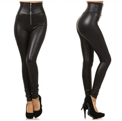 Leggings de Cuero PU Negro Ajustados con Cierre para Mujer - Image 14