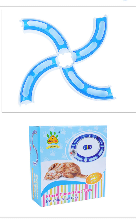 Pink and white circular cat track toy with an orange ball inside a smaller track for pet amusement. - Image 21