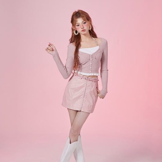 Blusa de Encaje Tejido con Efecto Dos Piezas - Image 9