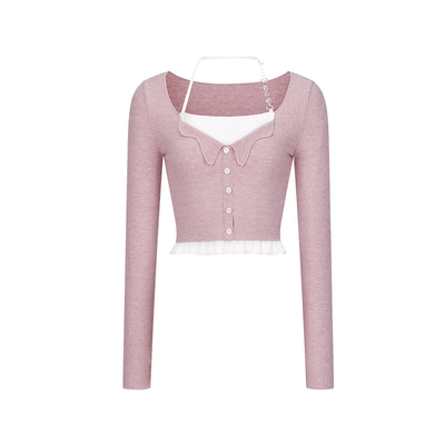 Blusa de Encaje Tejido con Efecto Dos Piezas - Image 10